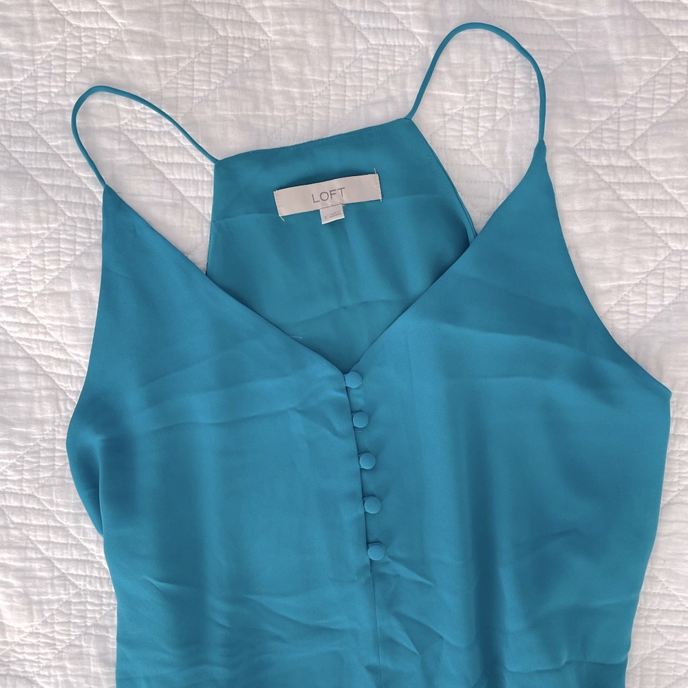 NWOT Loft Teal Blue Button Tank